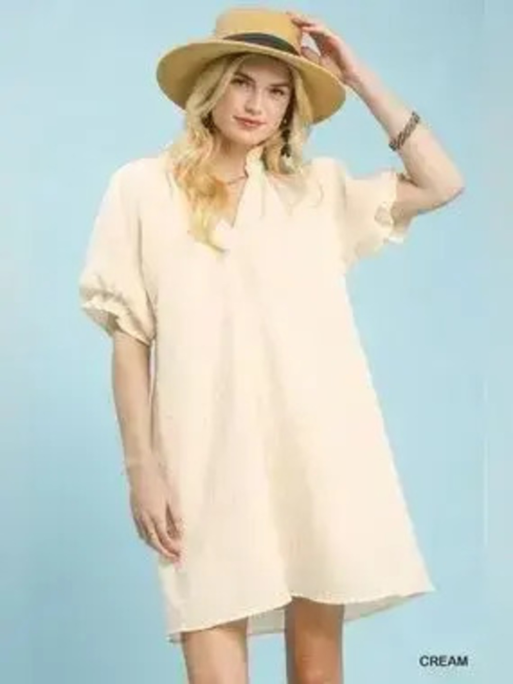 Umgee Linen Blend Ruffle Dress - Picture 1 of 6